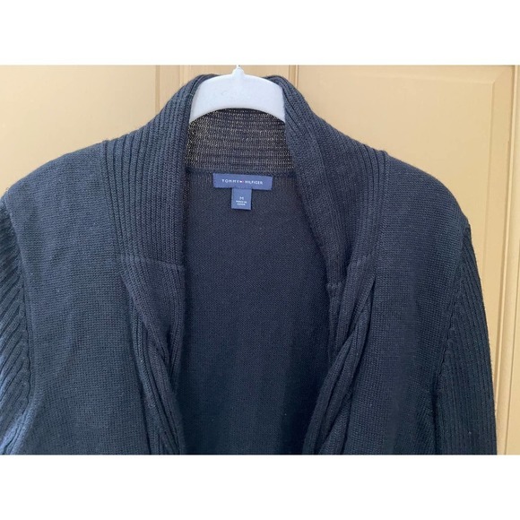 Tommy Hilfiger Black Tie Front Cardigan Sweater Women's Size Medium - Picture 2 of 7